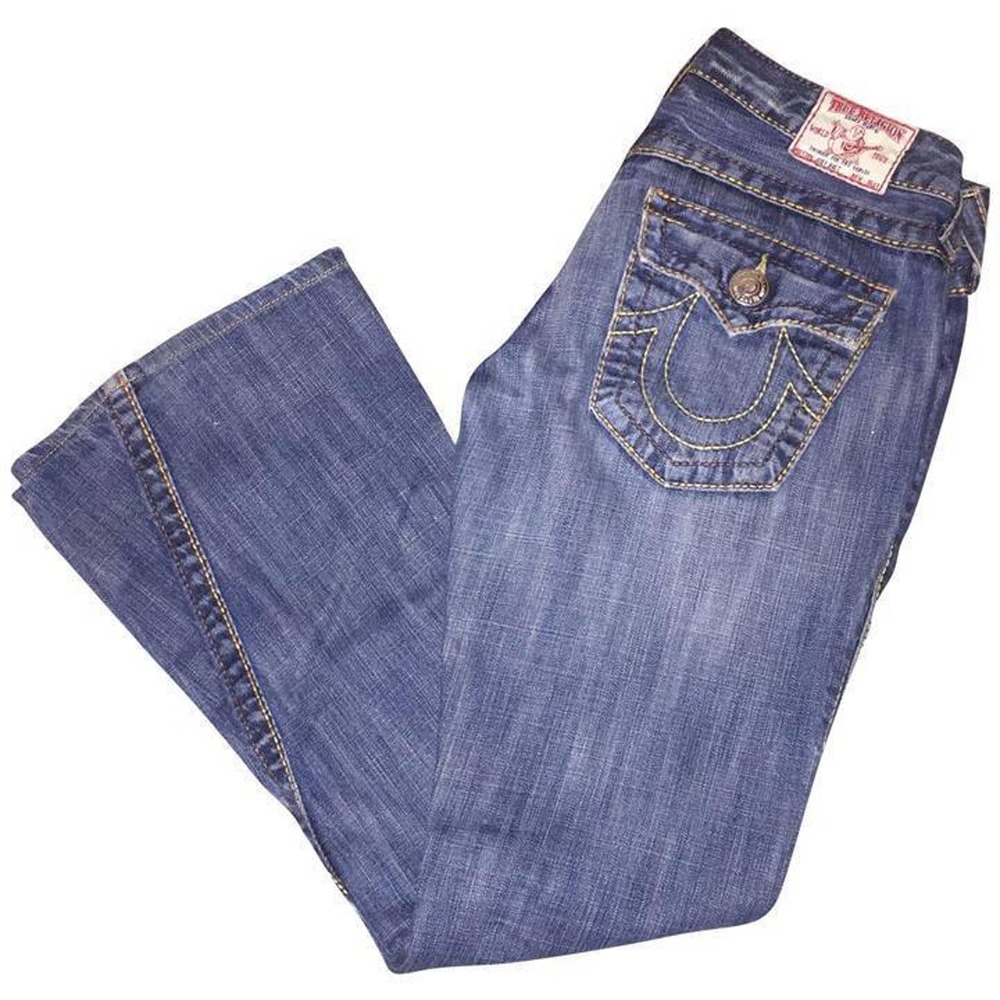 True Religion Joey Big 7 Flare Jeans Pants Medium Blue Wash 26 $248 New